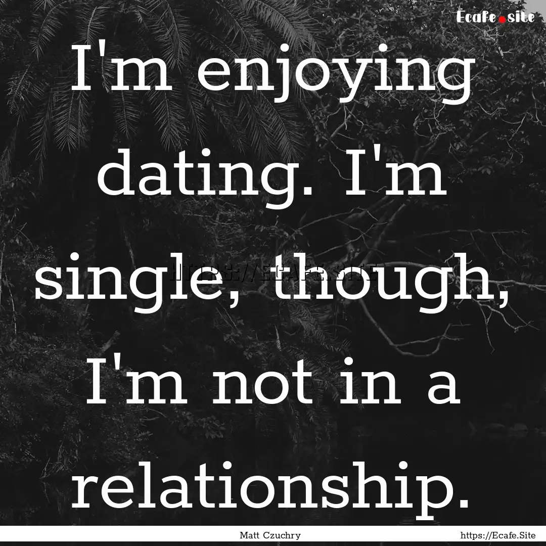 I'm enjoying dating. I'm single, though,.... : Quote by Matt Czuchry