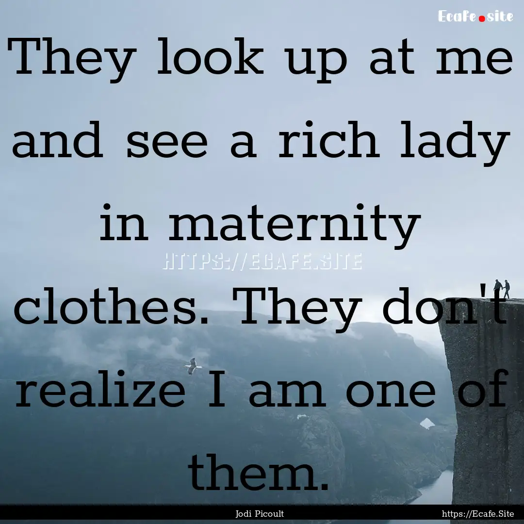 They look up at me and see a rich lady in.... : Quote by Jodi Picoult