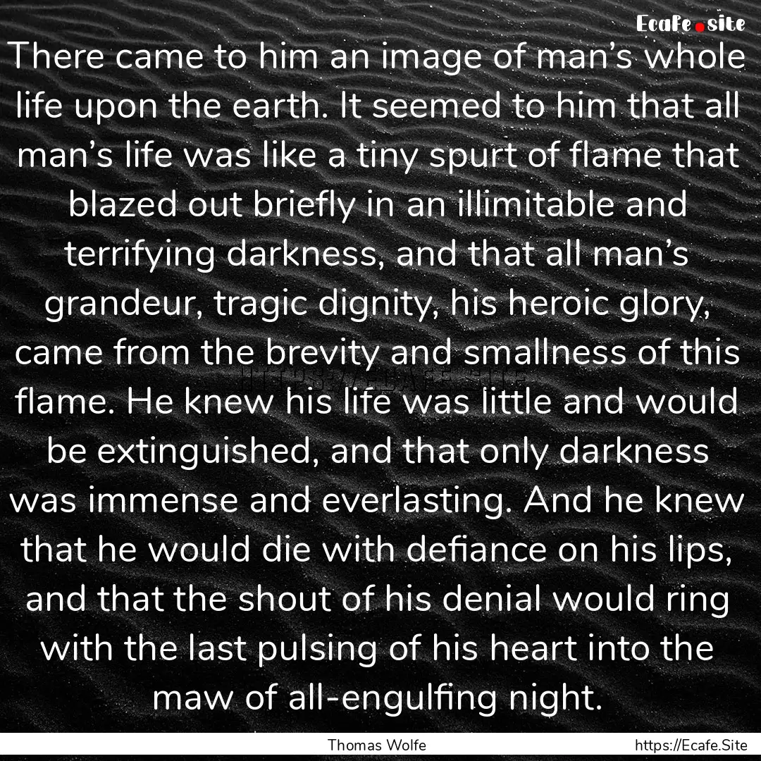 There came to him an image of man’s whole.... : Quote by Thomas Wolfe