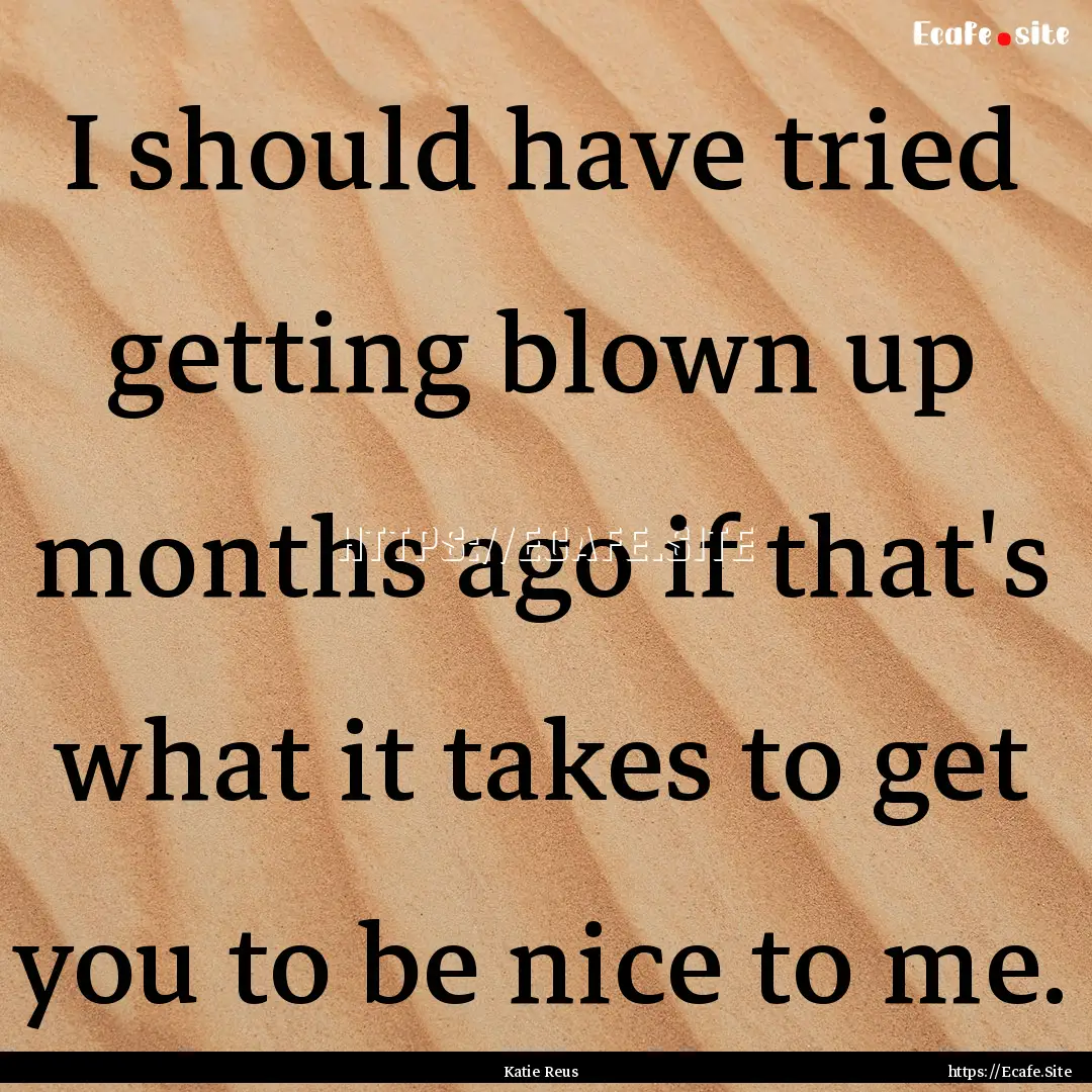 I should have tried getting blown up months.... : Quote by Katie Reus