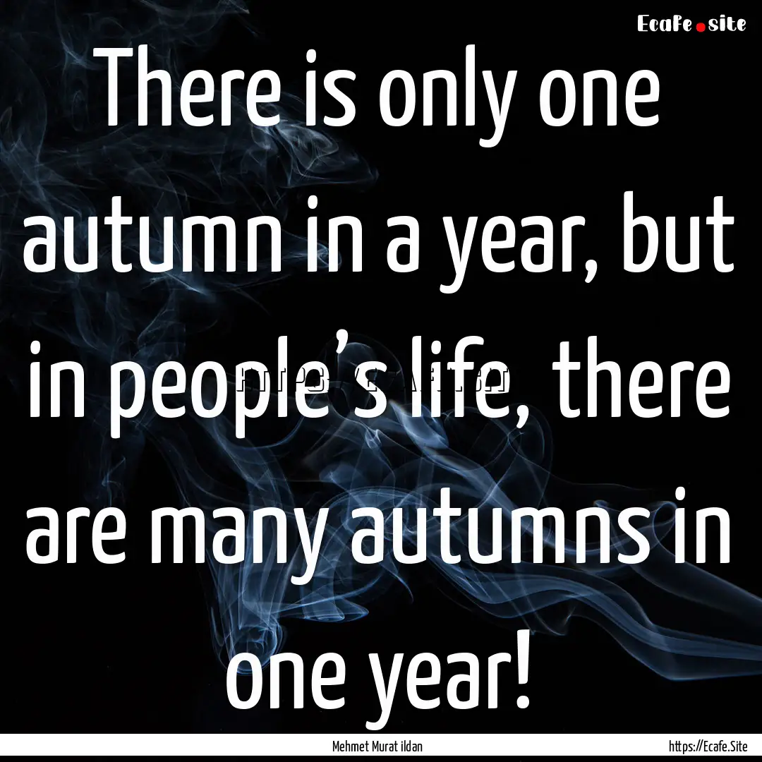 There is only one autumn in a year, but in.... : Quote by Mehmet Murat ildan