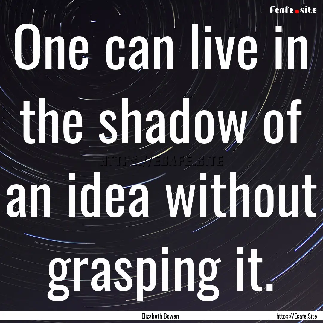 One can live in the shadow of an idea without.... : Quote by Elizabeth Bowen