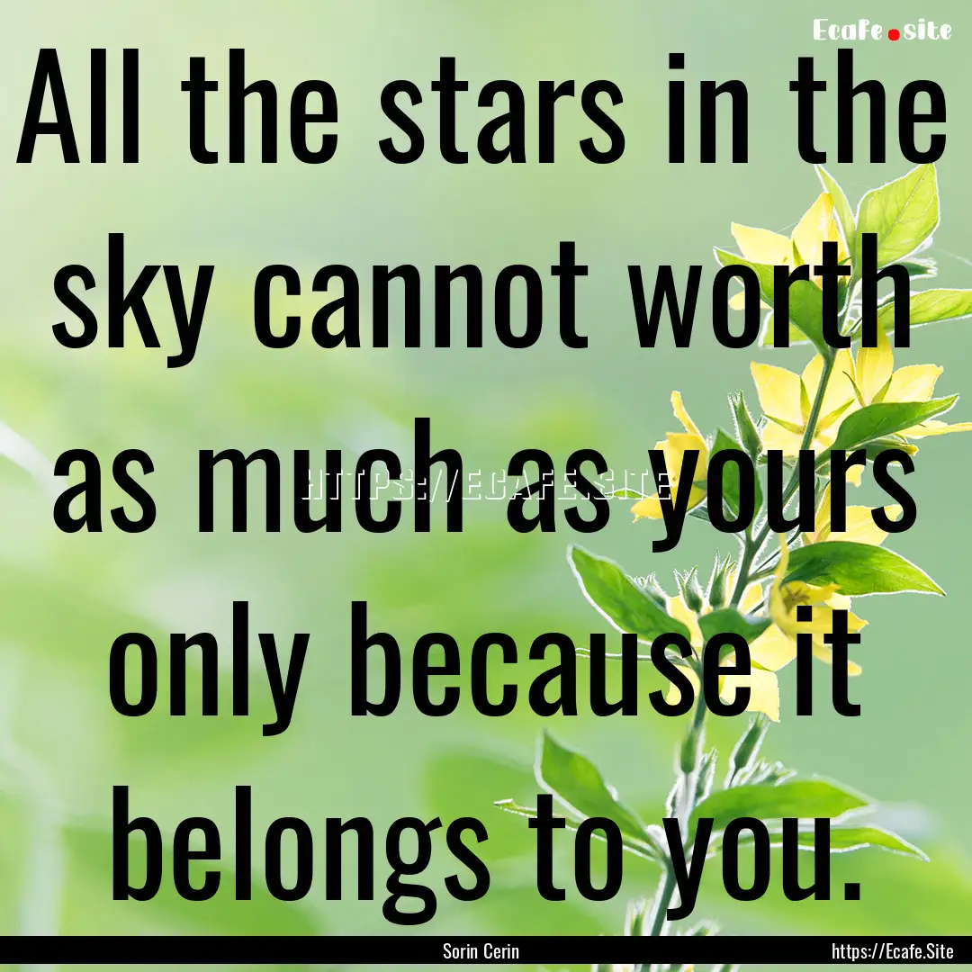 All the stars in the sky cannot worth as.... : Quote by Sorin Cerin