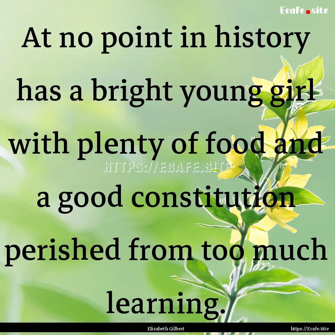 At no point in history has a bright young.... : Quote by Elizabeth Gilbert