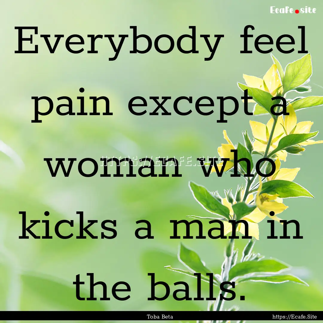 Everybody feel pain except a woman who kicks.... : Quote by Toba Beta