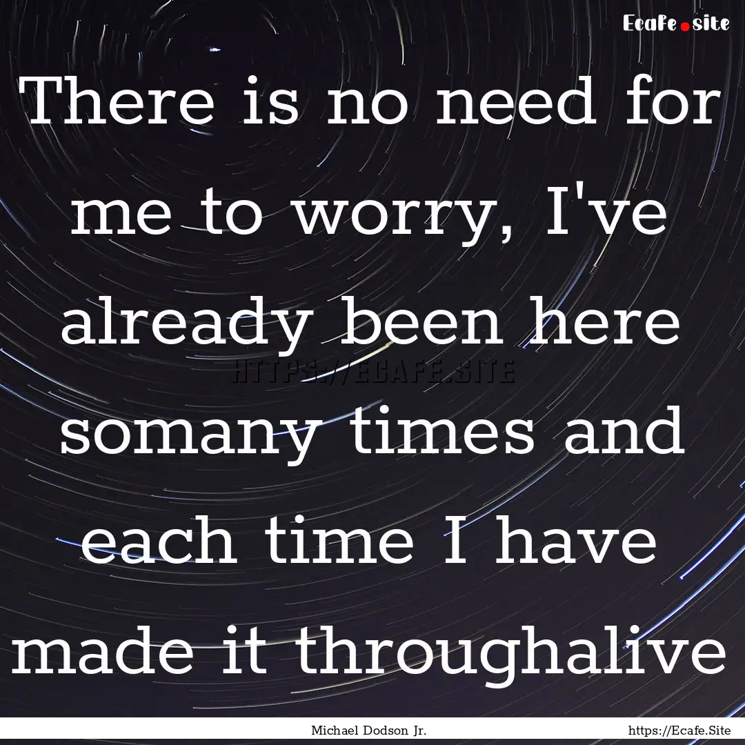 There is no need for me to worry, I've already.... : Quote by Michael Dodson Jr.