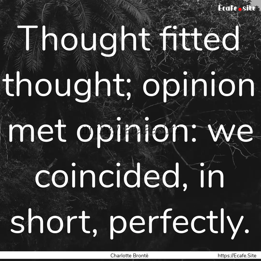 Thought fitted thought; opinion met opinion:.... : Quote by Charlotte Brontë