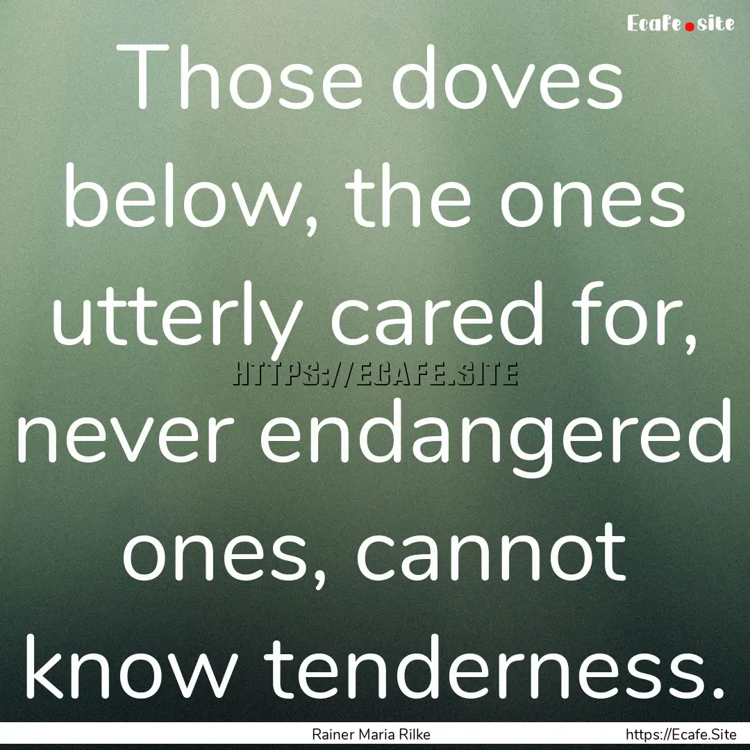 Those doves below, the ones utterly cared.... : Quote by Rainer Maria Rilke