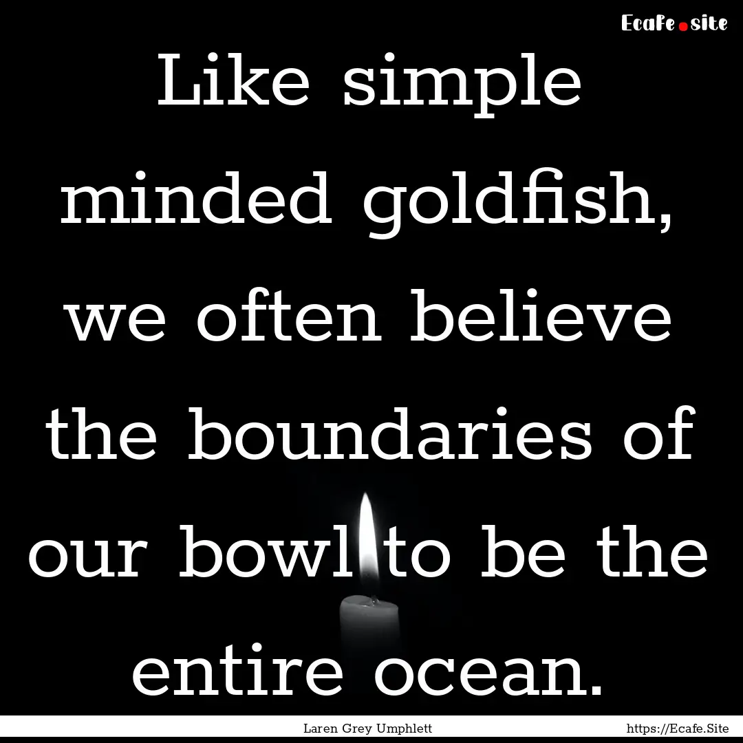 Like simple minded goldfish, we often believe.... : Quote by Laren Grey Umphlett