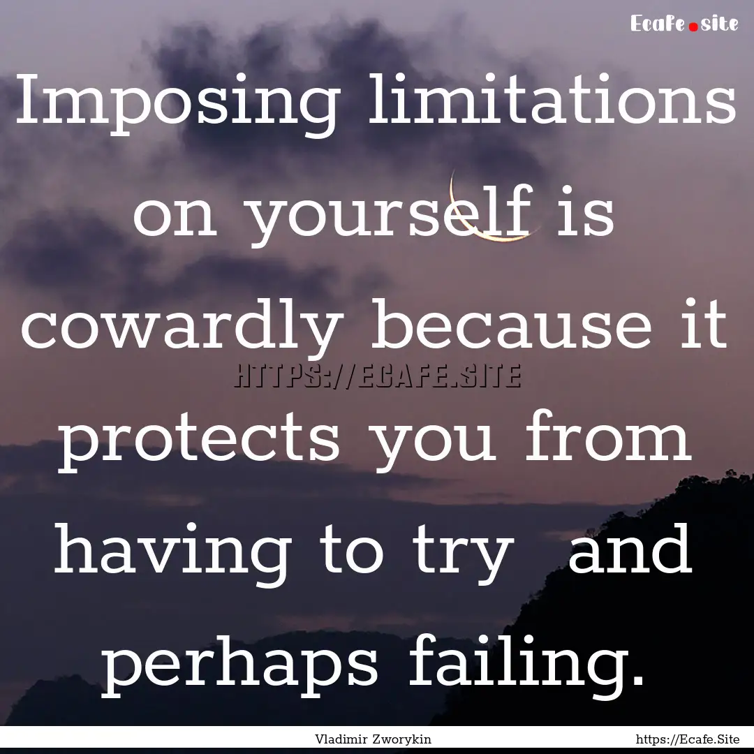 Imposing limitations on yourself is cowardly.... : Quote by Vladimir Zworykin