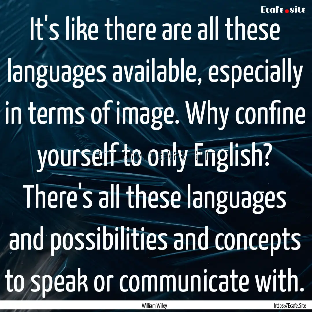 It's like there are all these languages available,.... : Quote by William Wiley