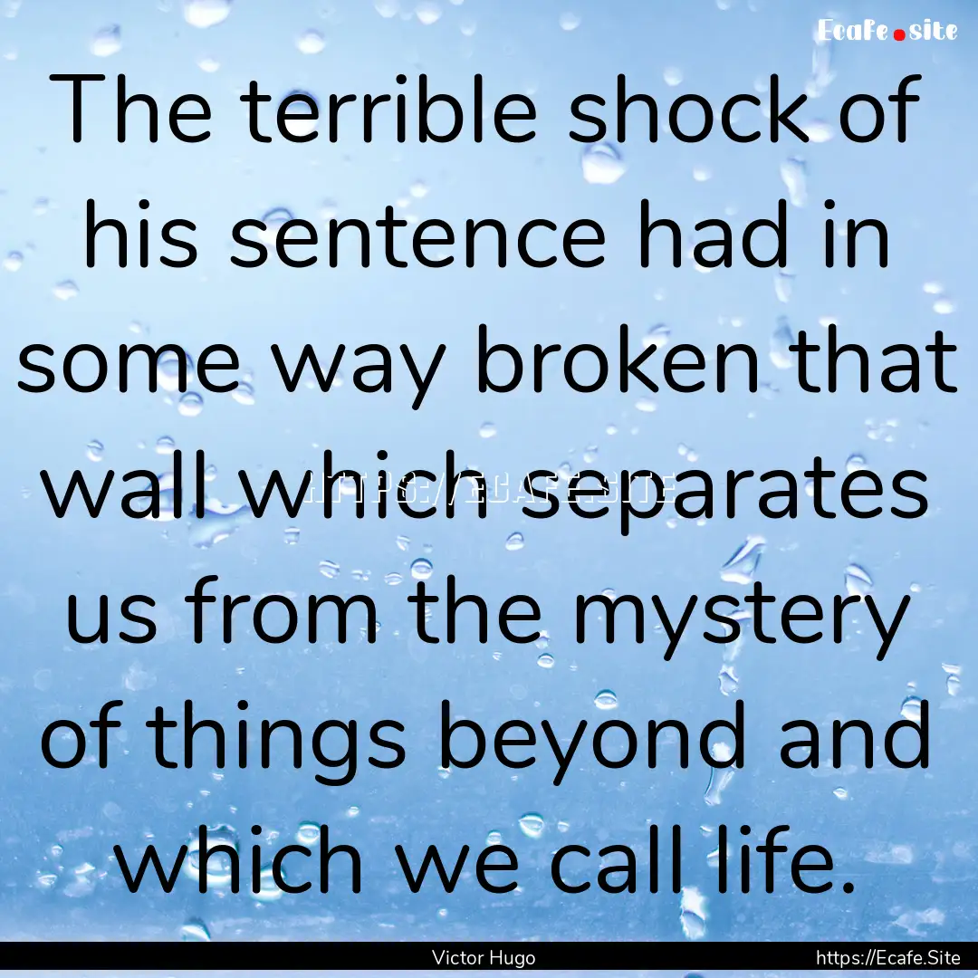 The terrible shock of his sentence had in.... : Quote by Victor Hugo