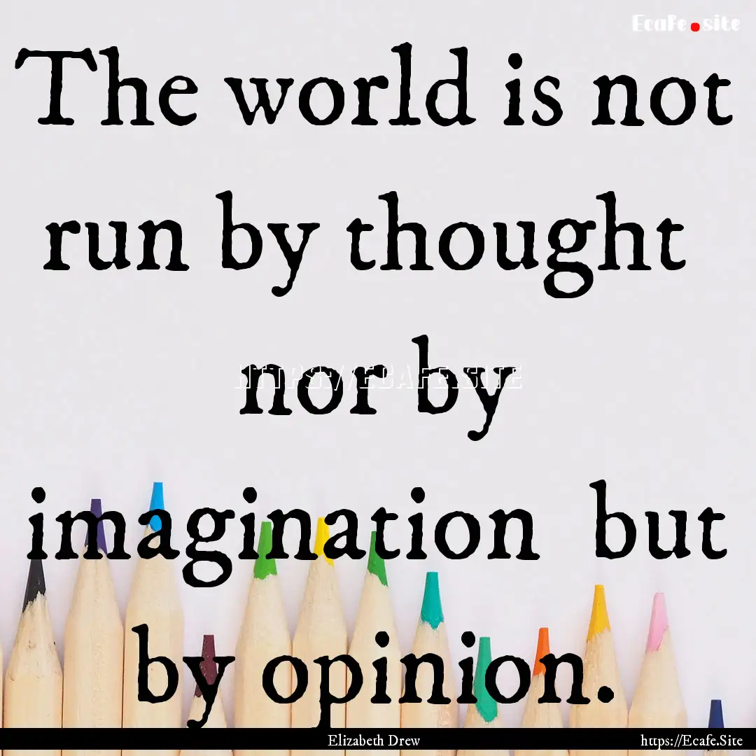 The world is not run by thought nor by imagination.... : Quote by Elizabeth Drew