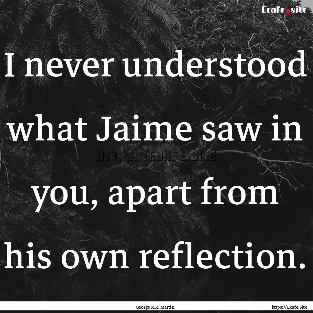 I never understood what Jaime saw in you,.... : Quote by George R.R. Martin