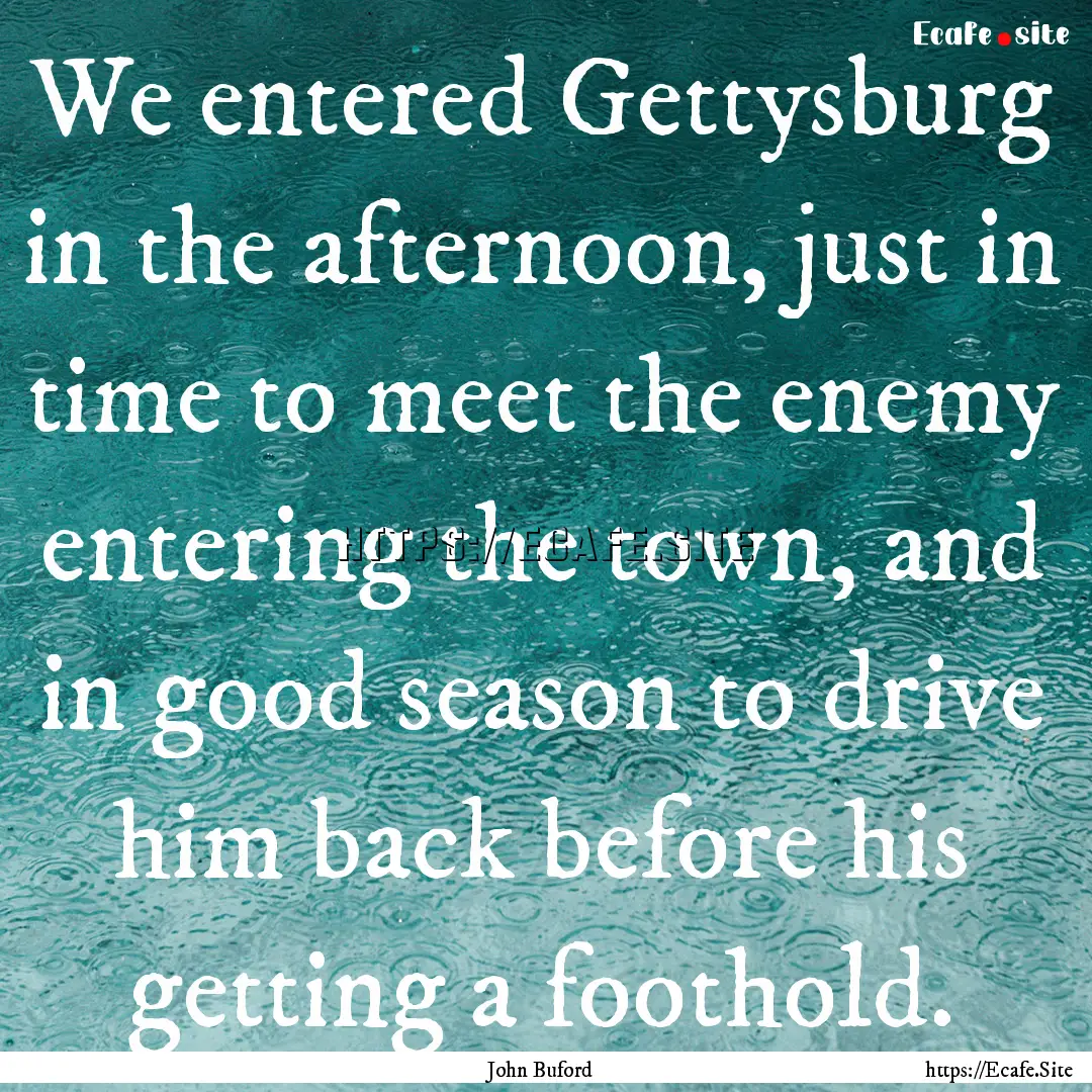 We entered Gettysburg in the afternoon, just.... : Quote by John Buford