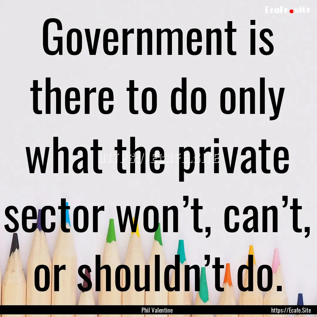 Government is there to do only what the private.... : Quote by Phil Valentine