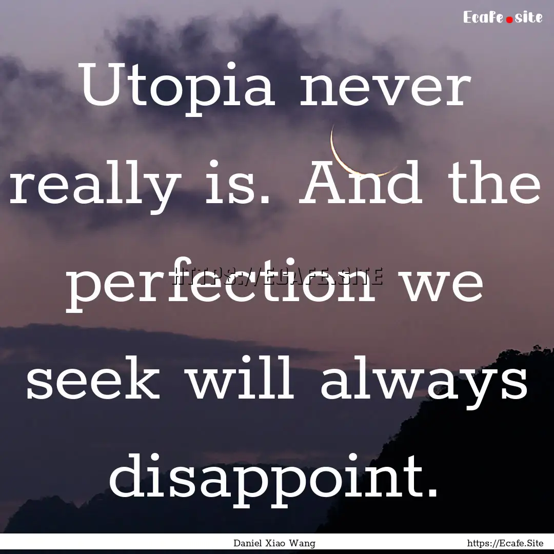 Utopia never really is. And the perfection.... : Quote by Daniel Xiao Wang