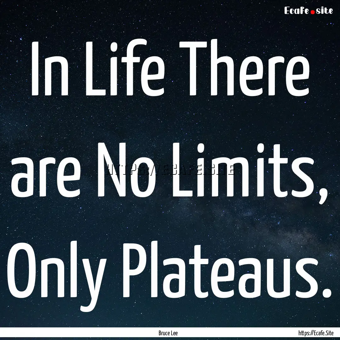 In Life There are No Limits, Only Plateaus..... : Quote by Bruce Lee