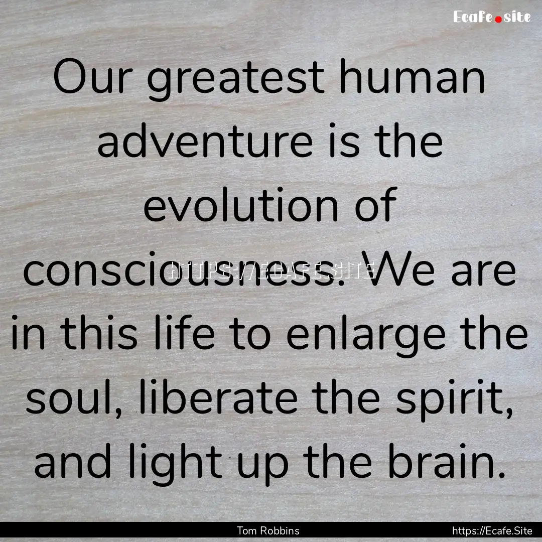 Our greatest human adventure is the evolution.... : Quote by Tom Robbins