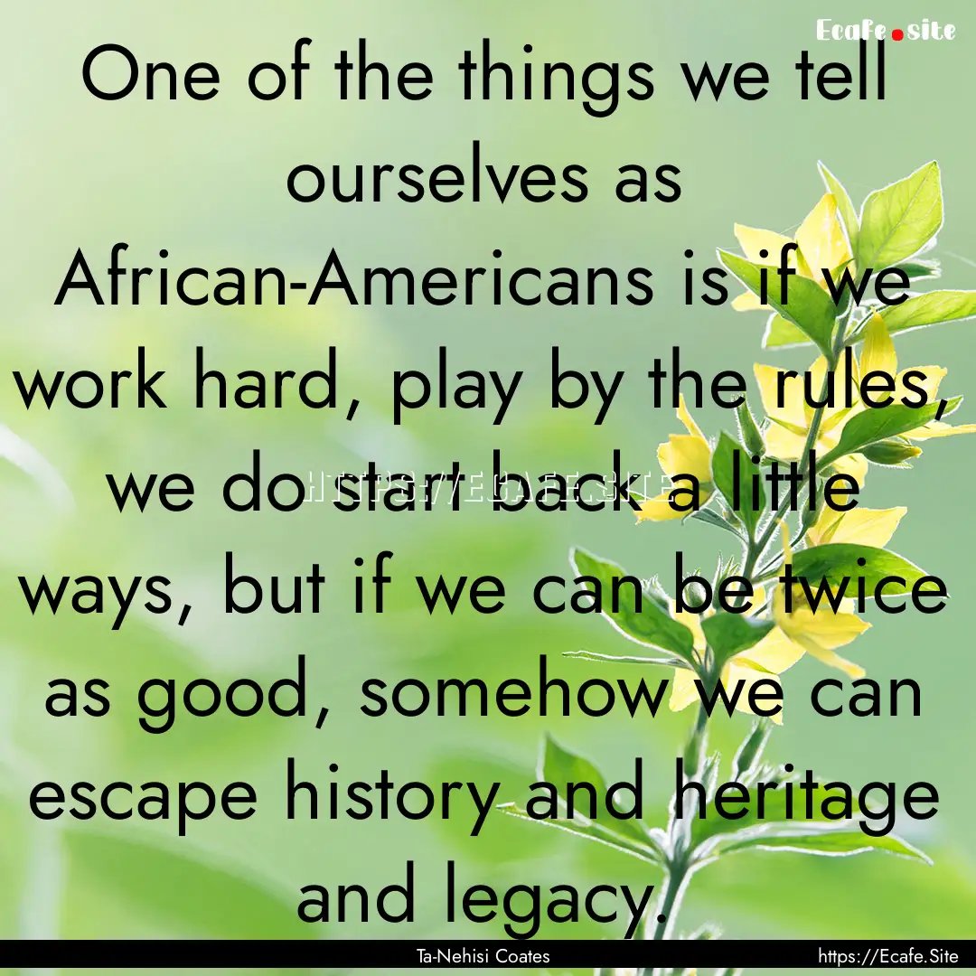 One of the things we tell ourselves as African-Americans.... : Quote by Ta-Nehisi Coates