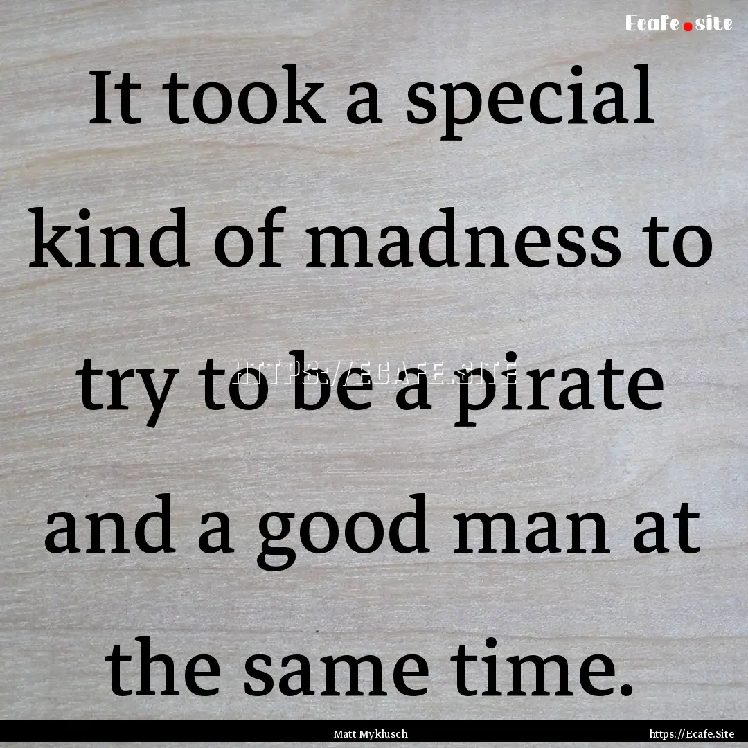 It took a special kind of madness to try.... : Quote by Matt Myklusch