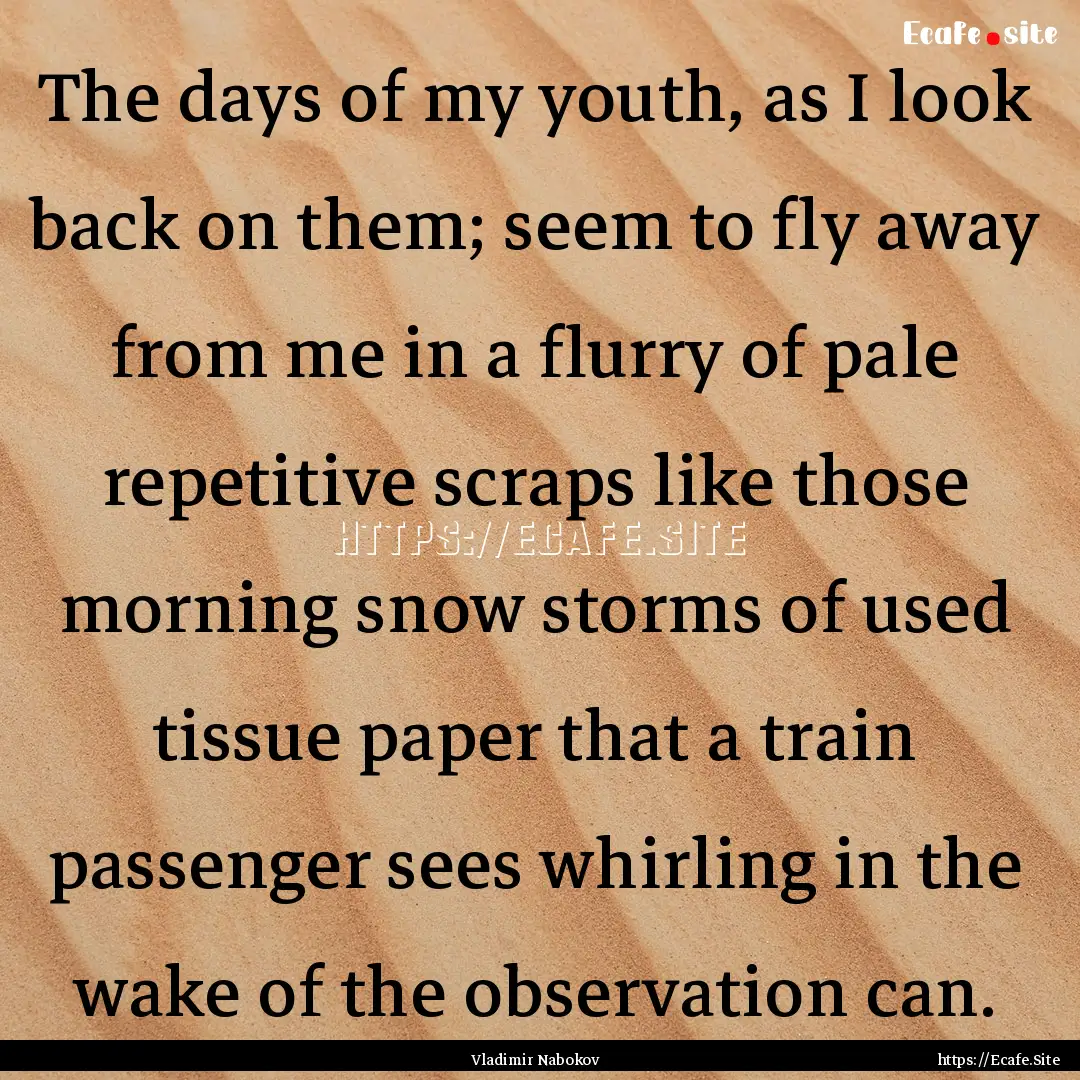 The days of my youth, as I look back on them;.... : Quote by Vladimir Nabokov