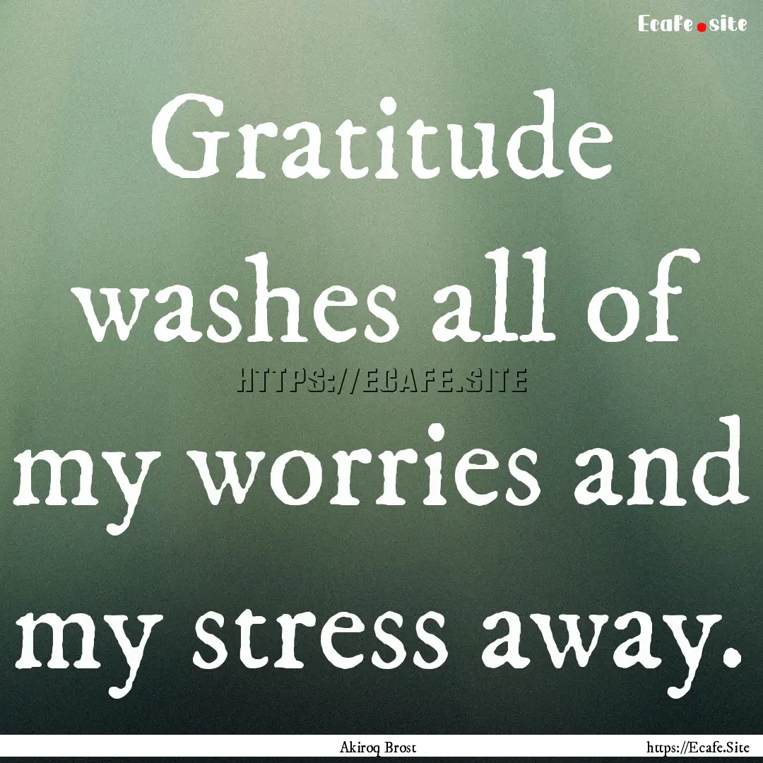 Gratitude washes all of my worries and my.... : Quote by Akiroq Brost