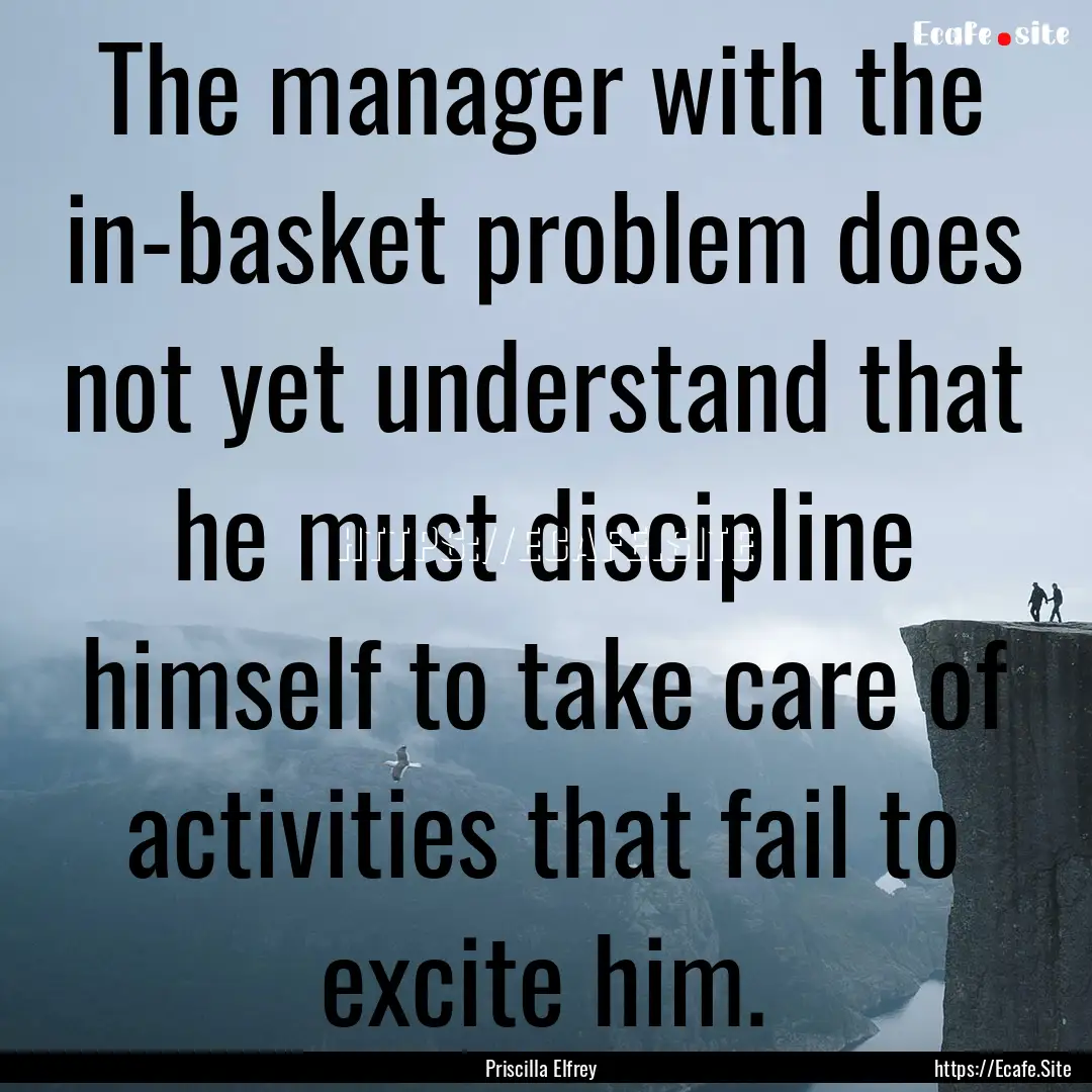 The manager with the in-basket problem does.... : Quote by Priscilla Elfrey