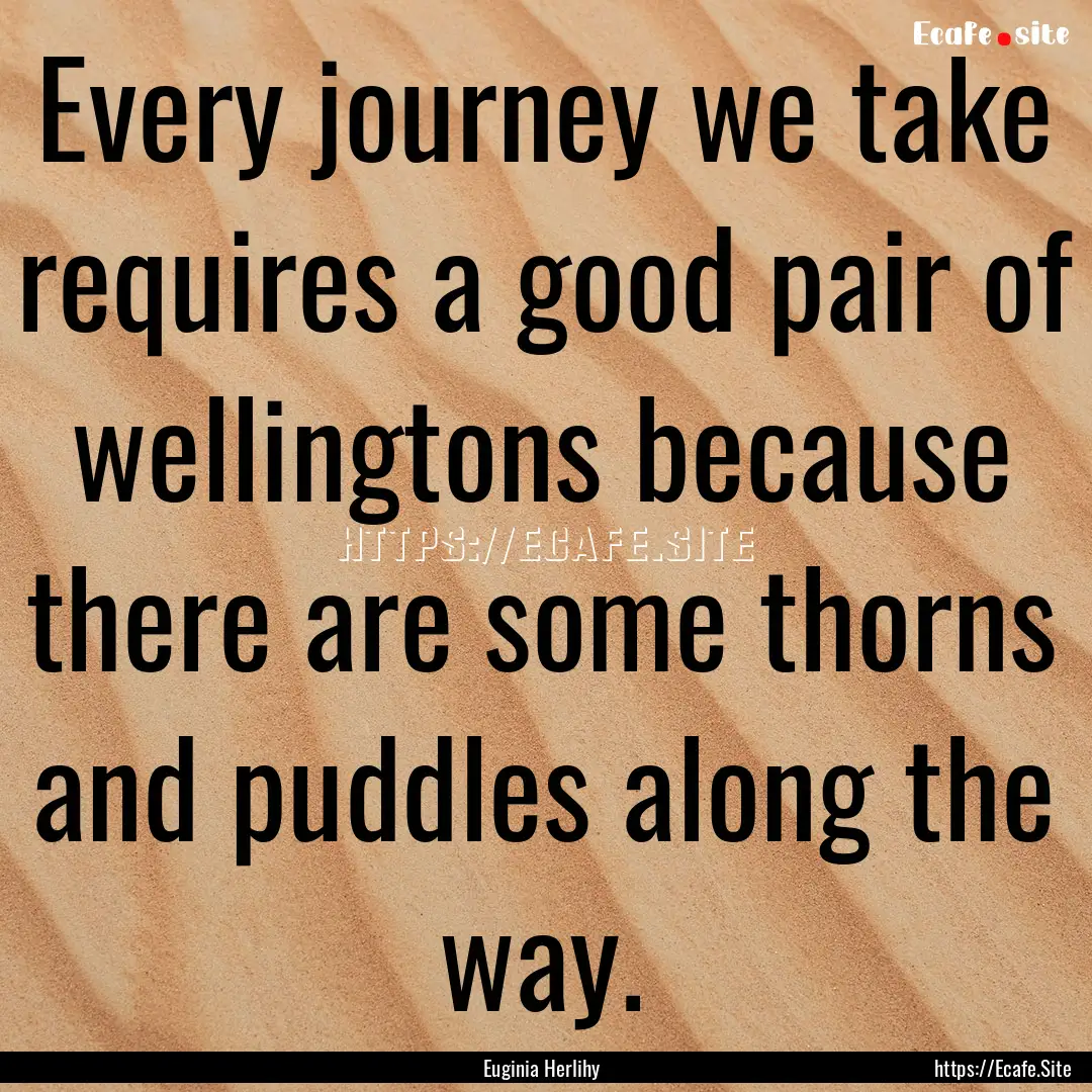 Every journey we take requires a good pair.... : Quote by Euginia Herlihy