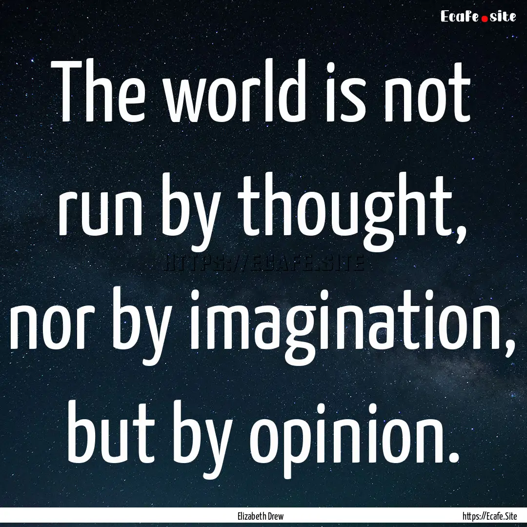 The world is not run by thought, nor by imagination,.... : Quote by Elizabeth Drew