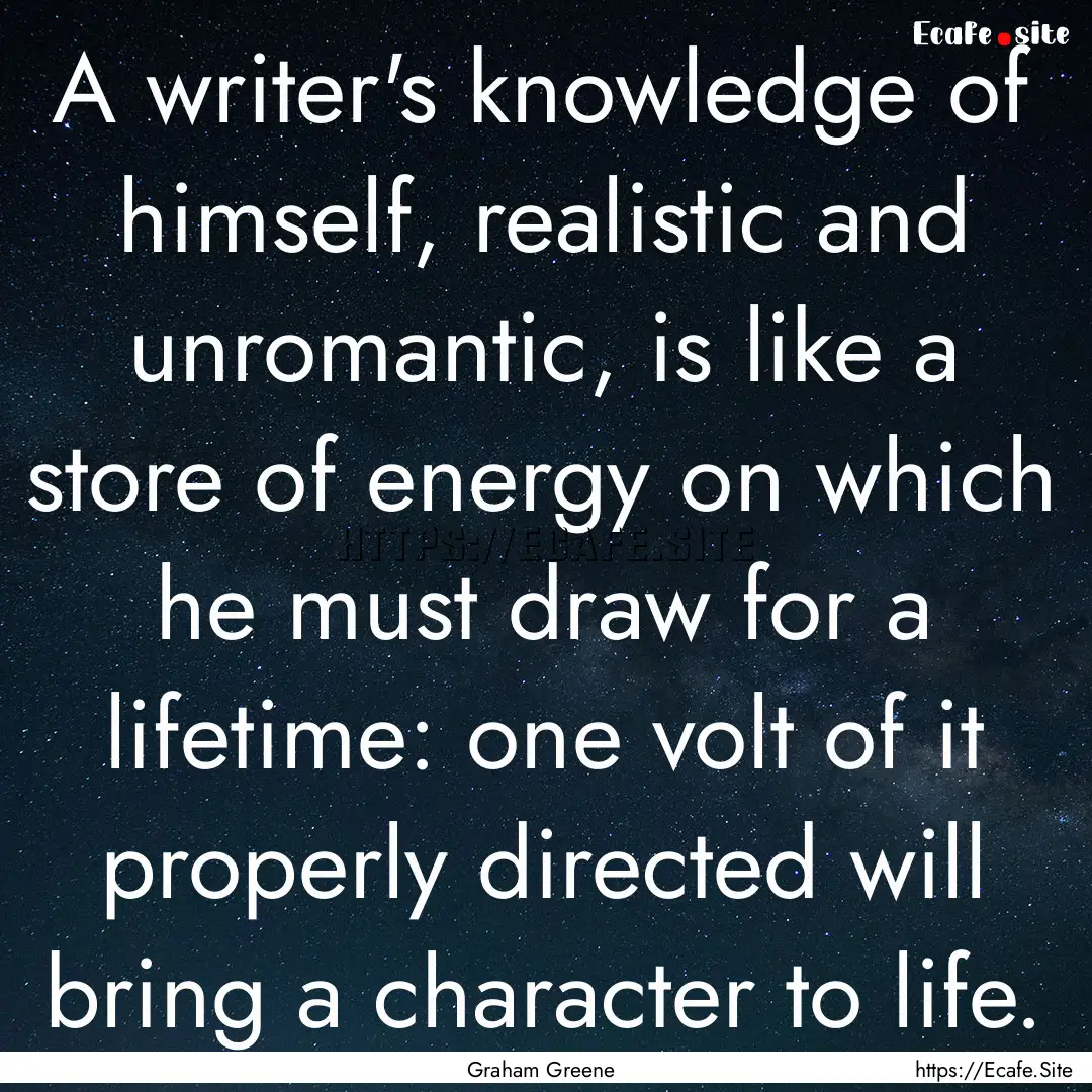 A writer's knowledge of himself, realistic.... : Quote by Graham Greene