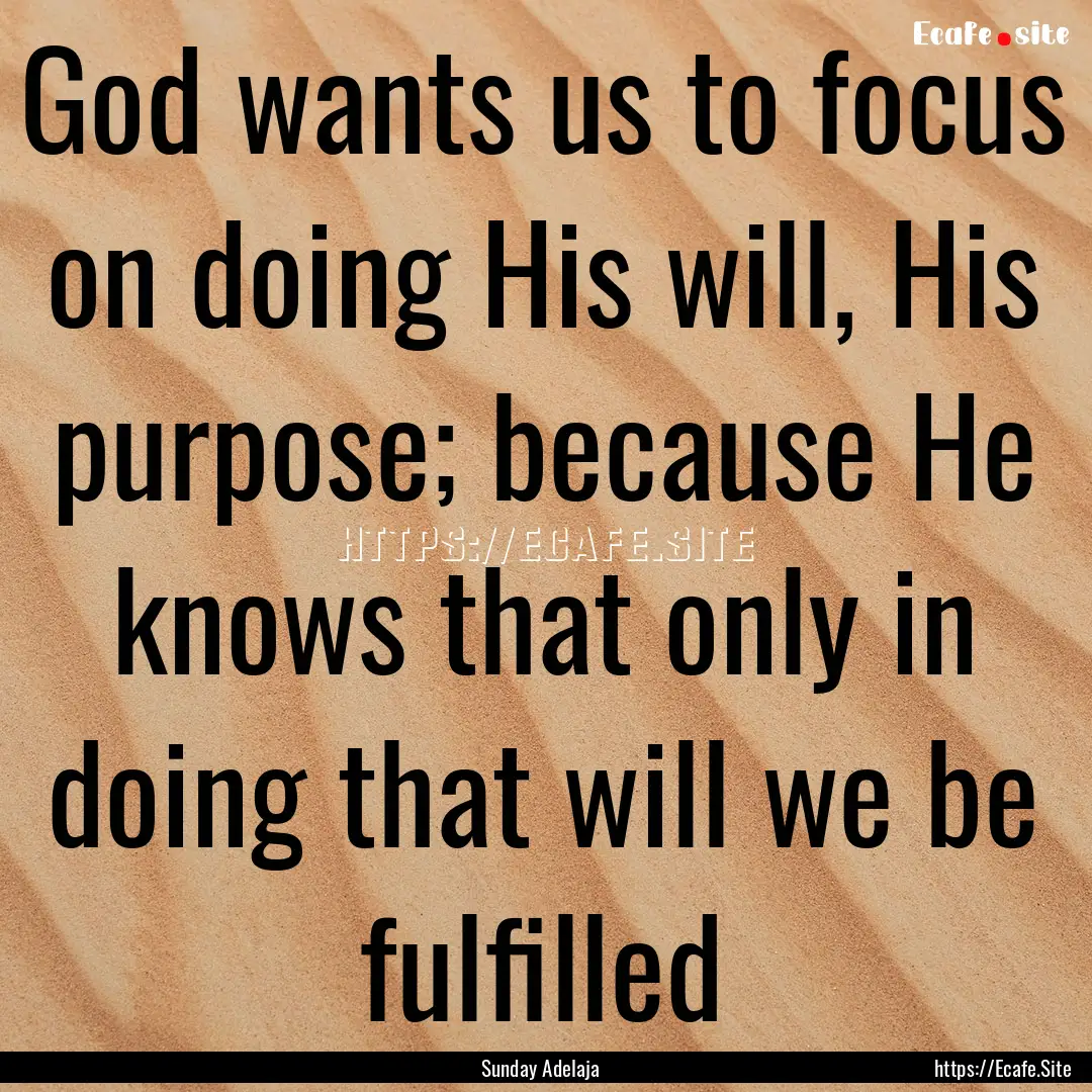 God wants us to focus on doing His will,.... : Quote by Sunday Adelaja