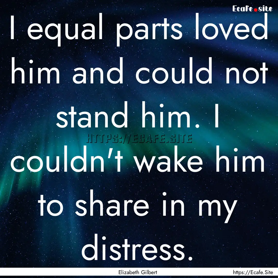 I equal parts loved him and could not stand.... : Quote by Elizabeth Gilbert