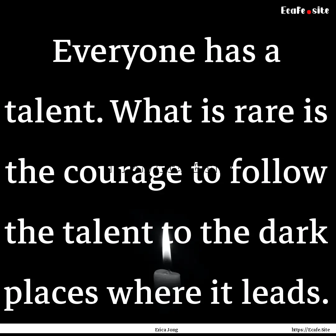 Everyone has a talent. What is rare is the.... : Quote by Erica Jong