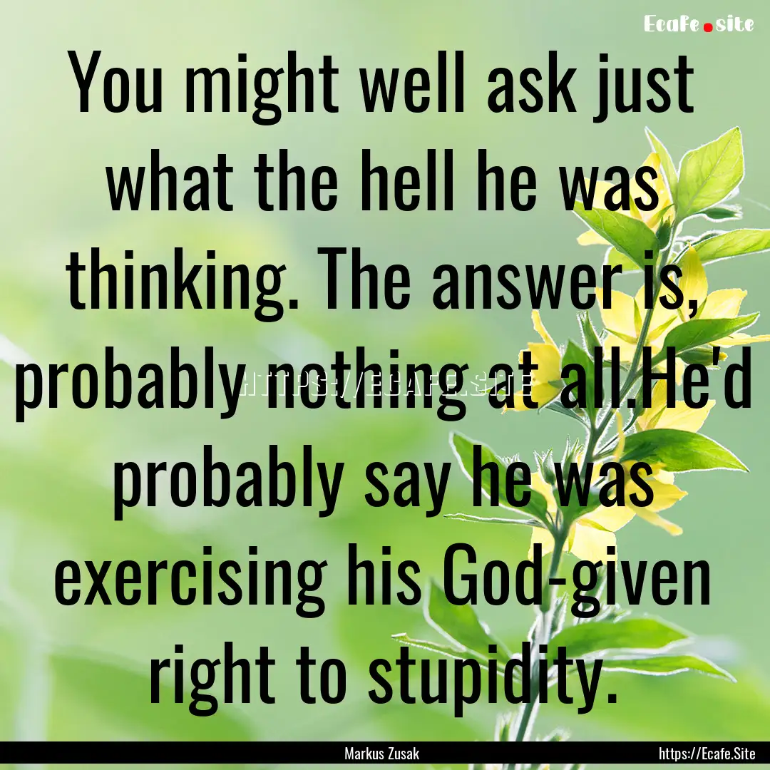 You might well ask just what the hell he.... : Quote by Markus Zusak