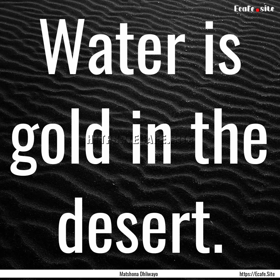 Water is gold in the desert. : Quote by Matshona Dhliwayo