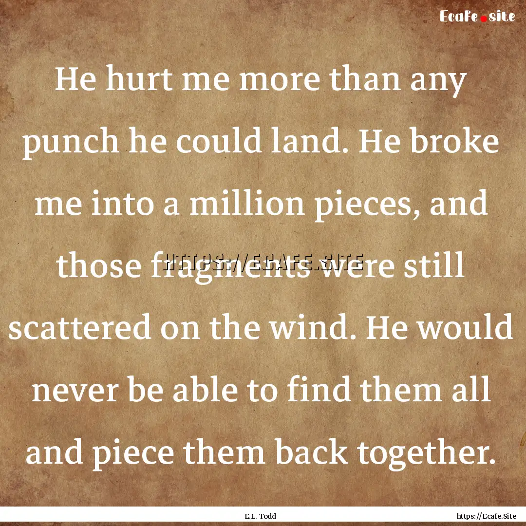 He hurt me more than any punch he could land..... : Quote by E.L. Todd