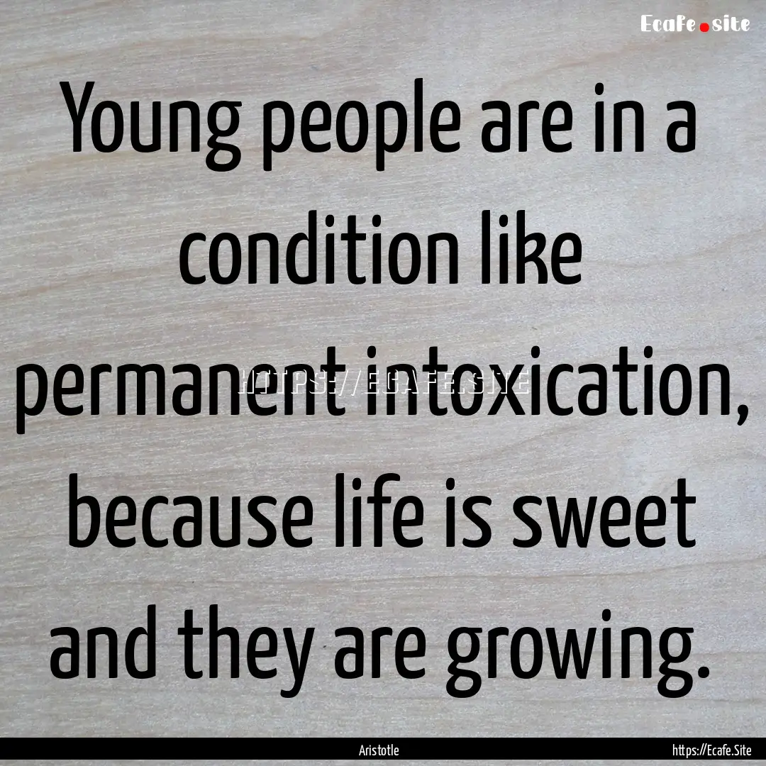 Young people are in a condition like permanent.... : Quote by Aristotle