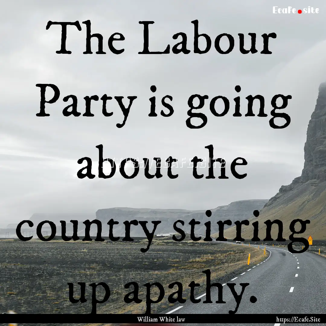 The Labour Party is going about the country.... : Quote by William White law