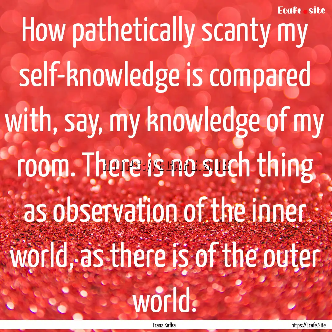 How pathetically scanty my self-knowledge.... : Quote by Franz Kafka