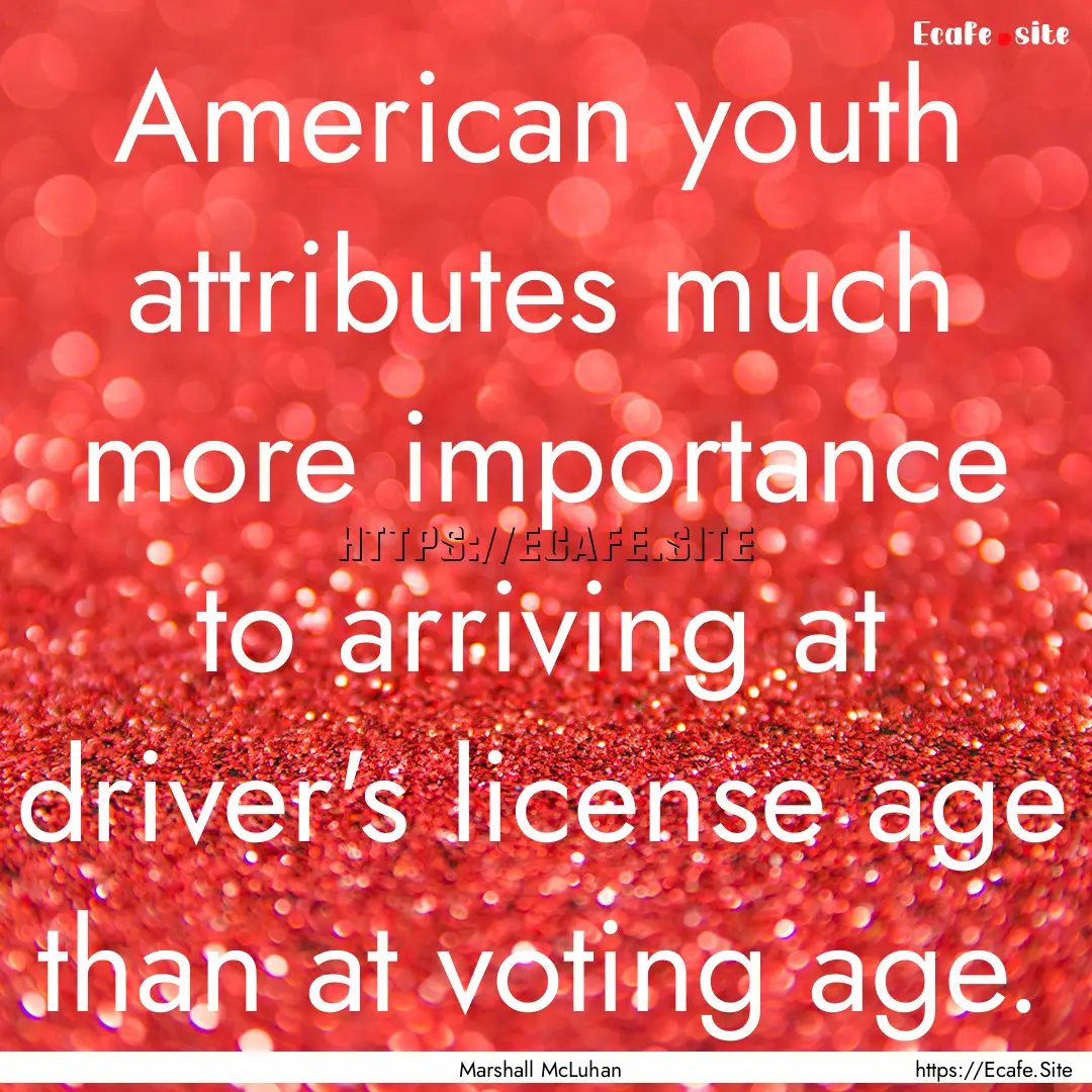 American youth attributes much more importance.... : Quote by Marshall McLuhan