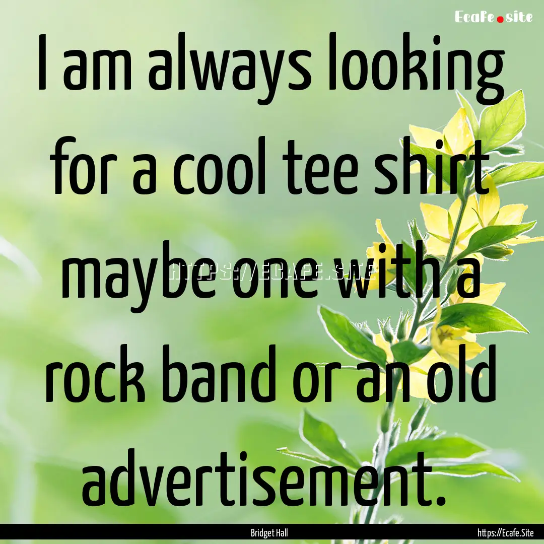 I am always looking for a cool tee shirt.... : Quote by Bridget Hall