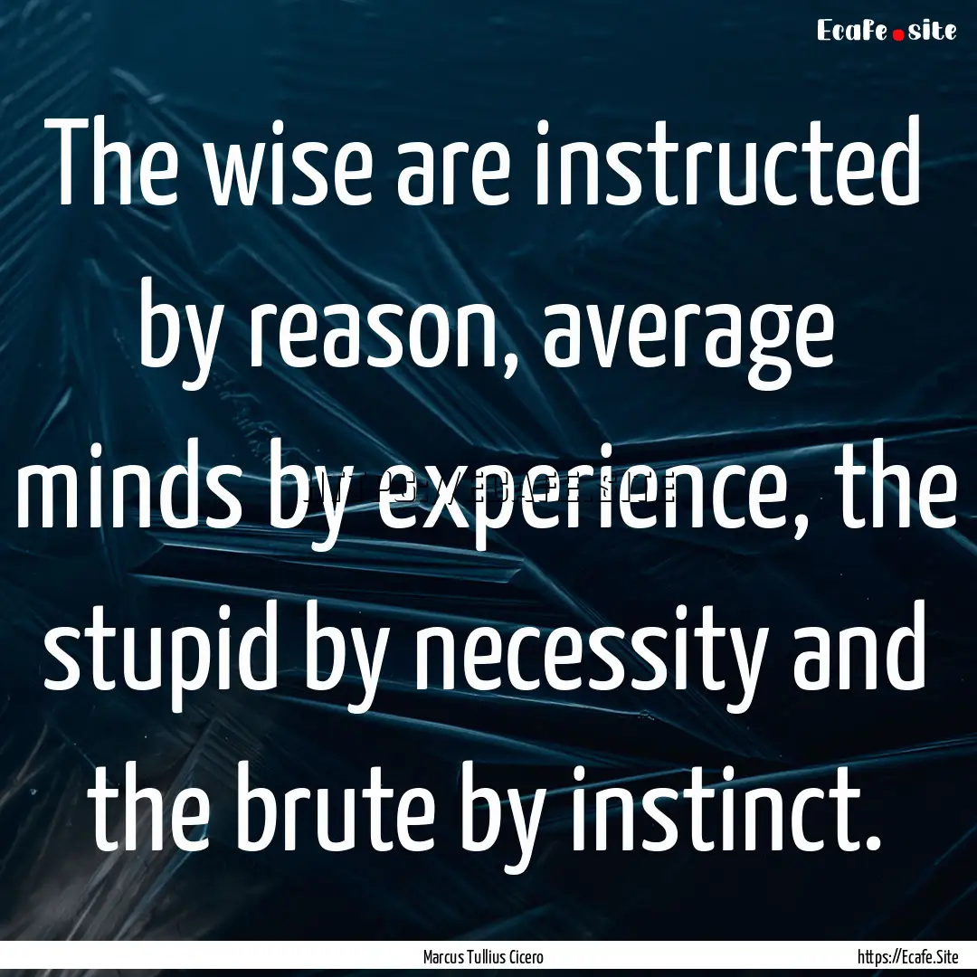 The wise are instructed by reason, average.... : Quote by Marcus Tullius Cicero