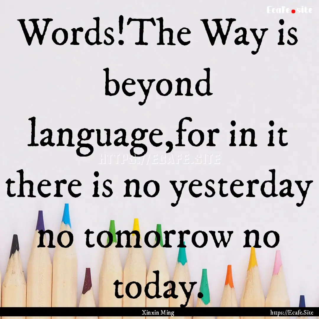 Words!The Way is beyond language,for in it.... : Quote by Xinxin Ming