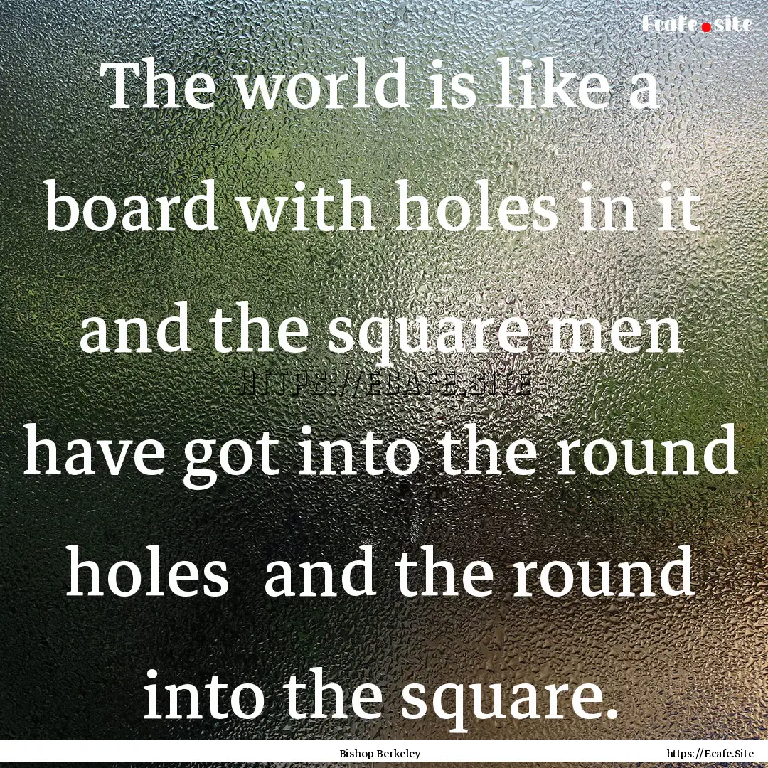 The world is like a board with holes in it.... : Quote by Bishop Berkeley