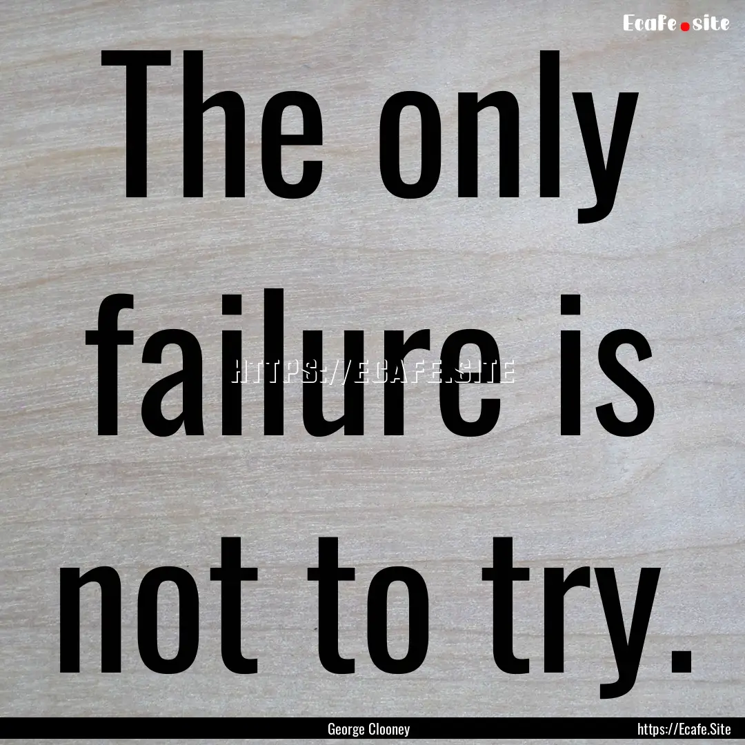 The only failure is not to try. : Quote by George Clooney