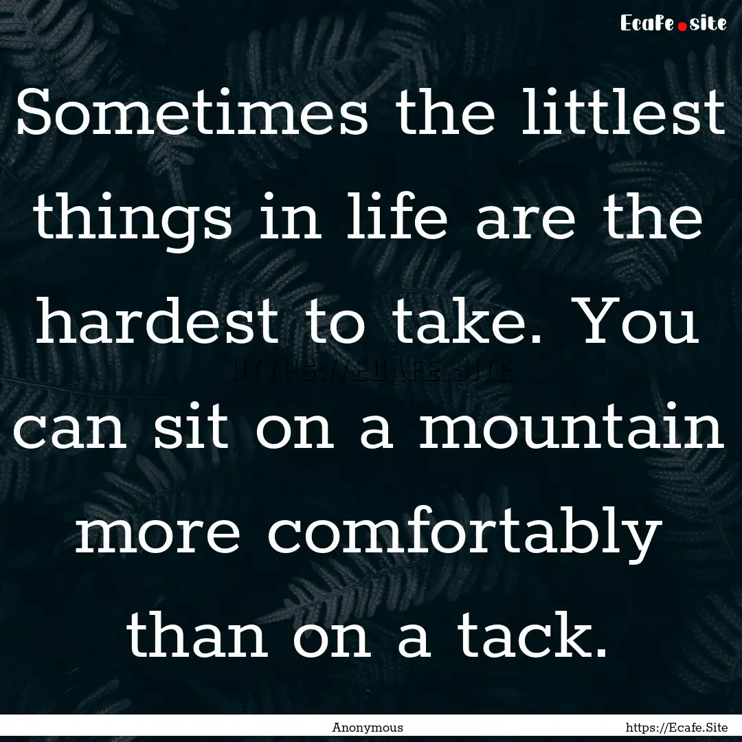 Sometimes the littlest things in life are.... : Quote by Anonymous