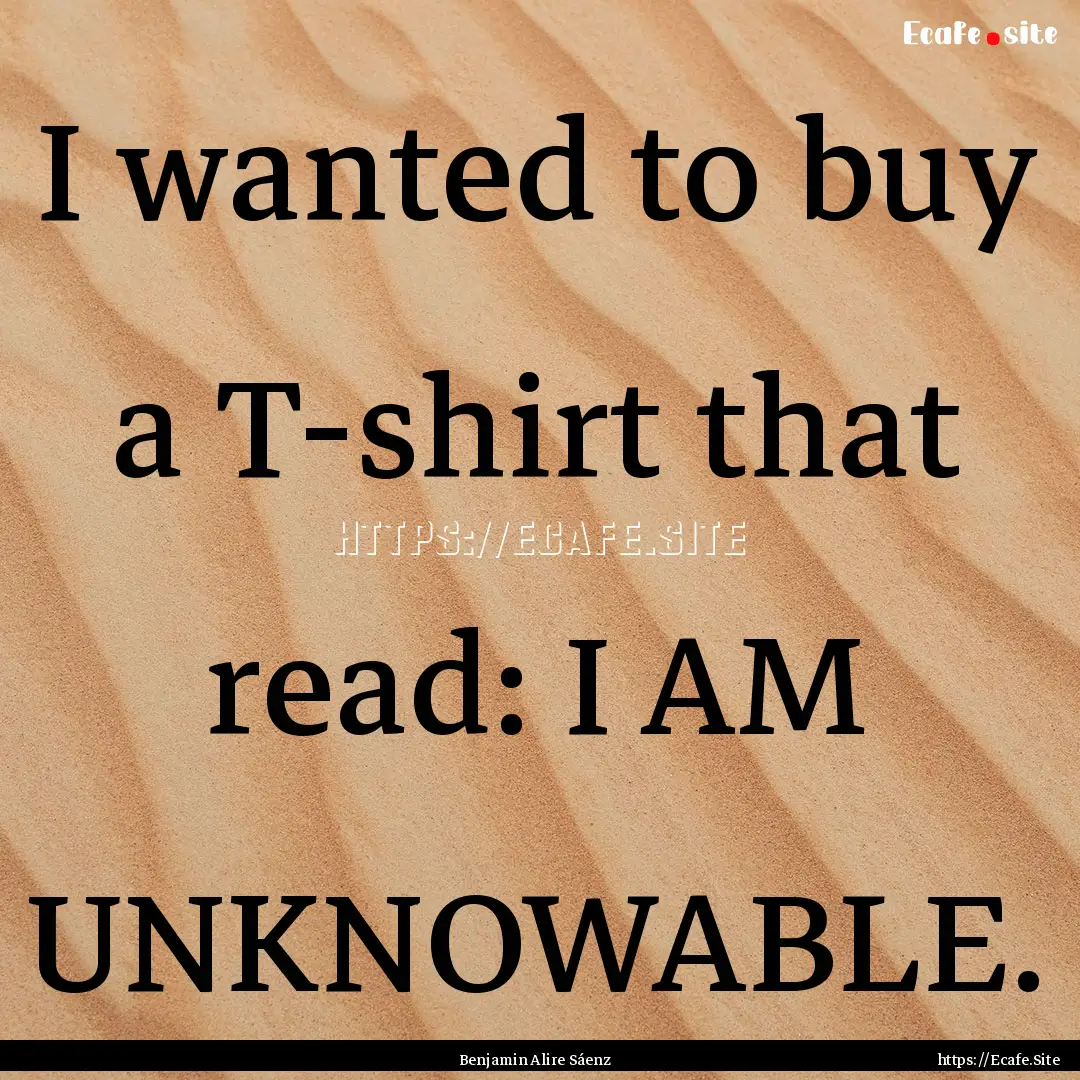 I wanted to buy a T-shirt that read: I AM.... : Quote by Benjamin Alire Sáenz