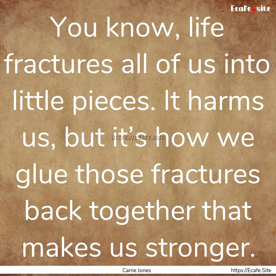 You know, life fractures all of us into little.... : Quote by Carrie Jones