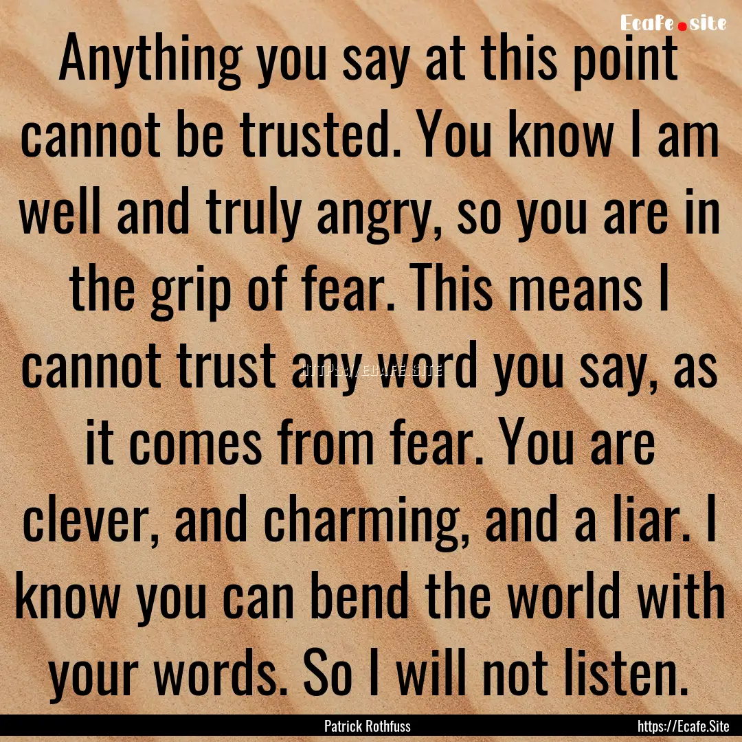 Anything you say at this point cannot be.... : Quote by Patrick Rothfuss